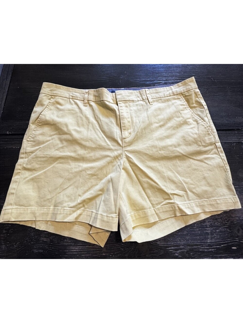 Tommy Hilfiger Womens 14 Hollywood 5” Chino Shorts Yellow Stretch Cotton